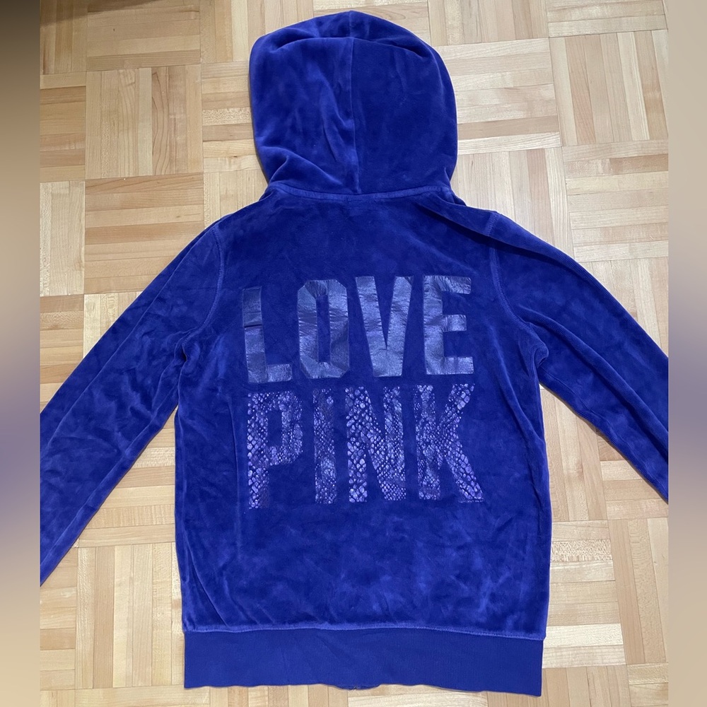PINK Victoria's Secret Royal Purple Zip-Up Hoodie Vintage